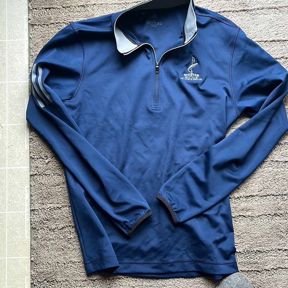 Adidas men’s navy blue quarter zip pullover. Size small